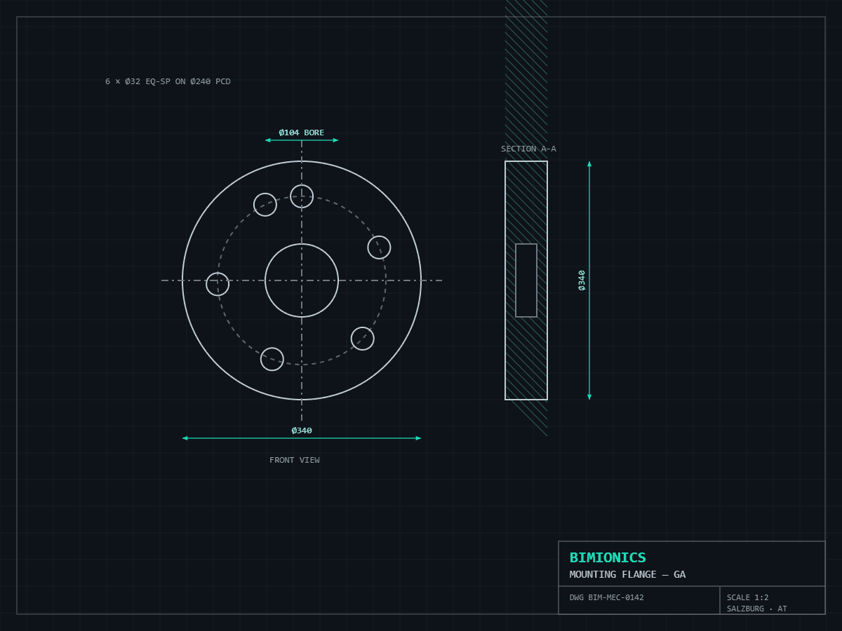 Dimensioned technical drawing